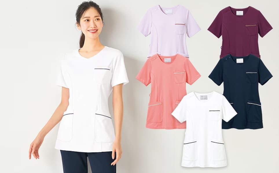 シルキーハイストレッチ透け防止美ライン配色スクラブ