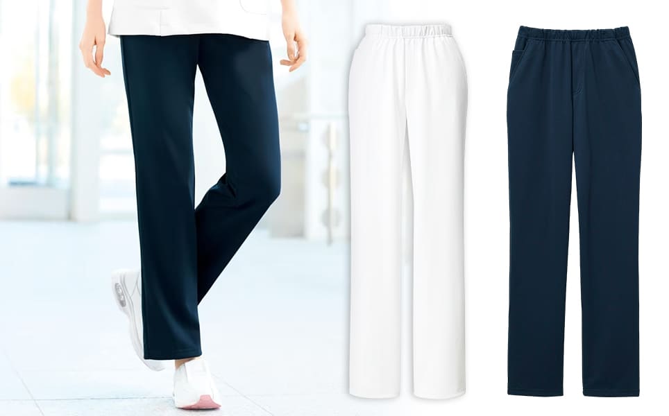 シルキーハイストレッチ透け防止＆美脚ストレートパンツ