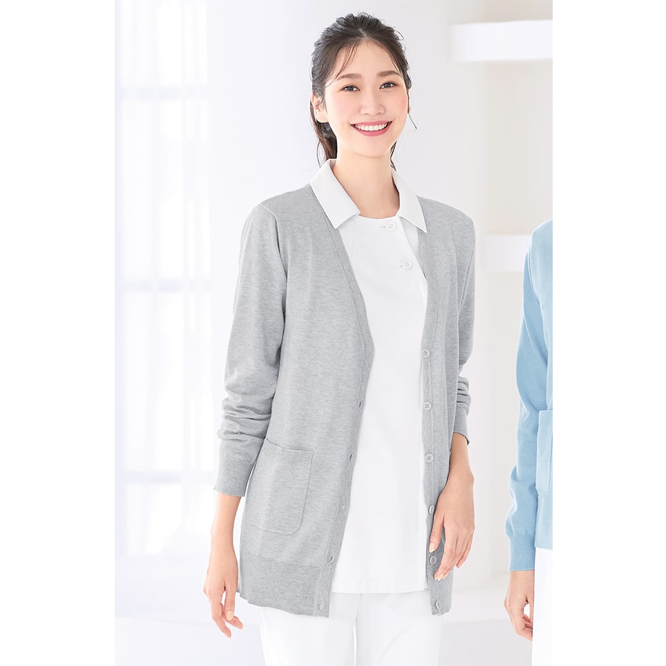 ナノプラチナ加工ふわっともっちりウォッシャブルカーディガン(ロング丈)
