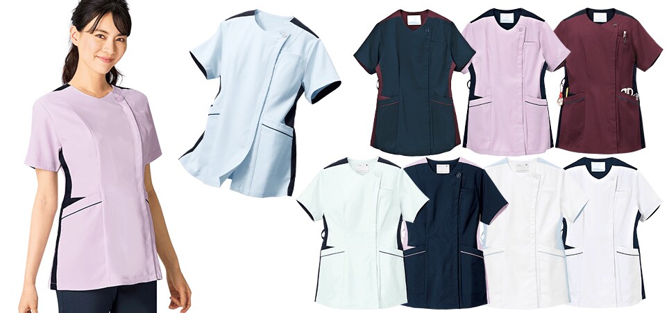 テフロン加工　軽量ストレッチ前開きスクラブ