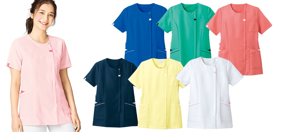 V-CATレディース前開きスクラブ