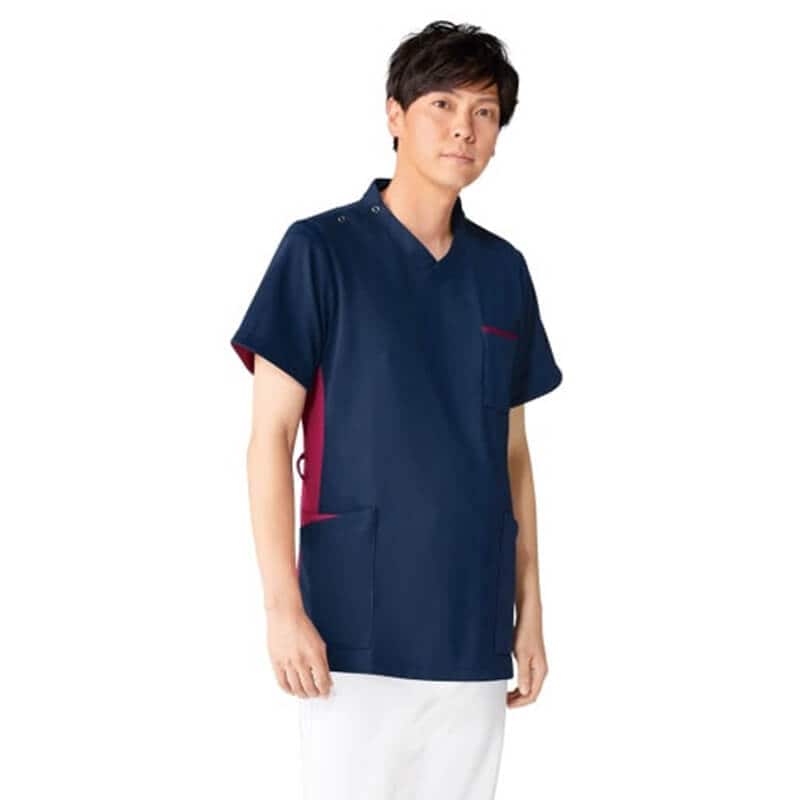 透け防止ウイルスガード脇配色スクラブ(男女兼用)