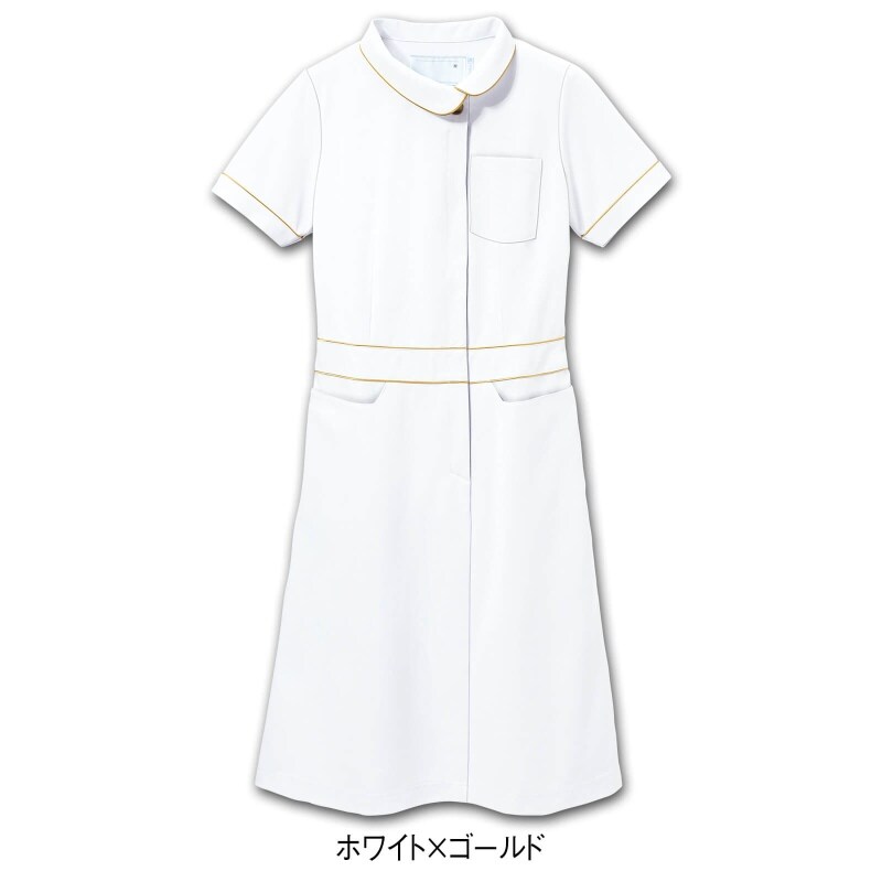 ナガイレーベン アシンメトリー衿パイピングワンピース 白衣 ナース服 ナースウェア 看護師 ナース の通販ならアンファミエ