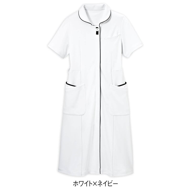 シルキーハイストレッチ 配色パイピング美シルエットワンピース 白衣 ナース服 ナースウェア 看護師 ナースグッズの通販ならアンファミエ