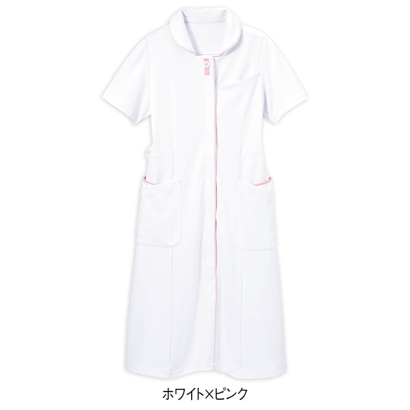 シルキーハイストレッチ 配色パイピング美シルエットワンピース 白衣 ナース服 ナースウェア 看護師 ナースグッズの通販ならアンファミエ