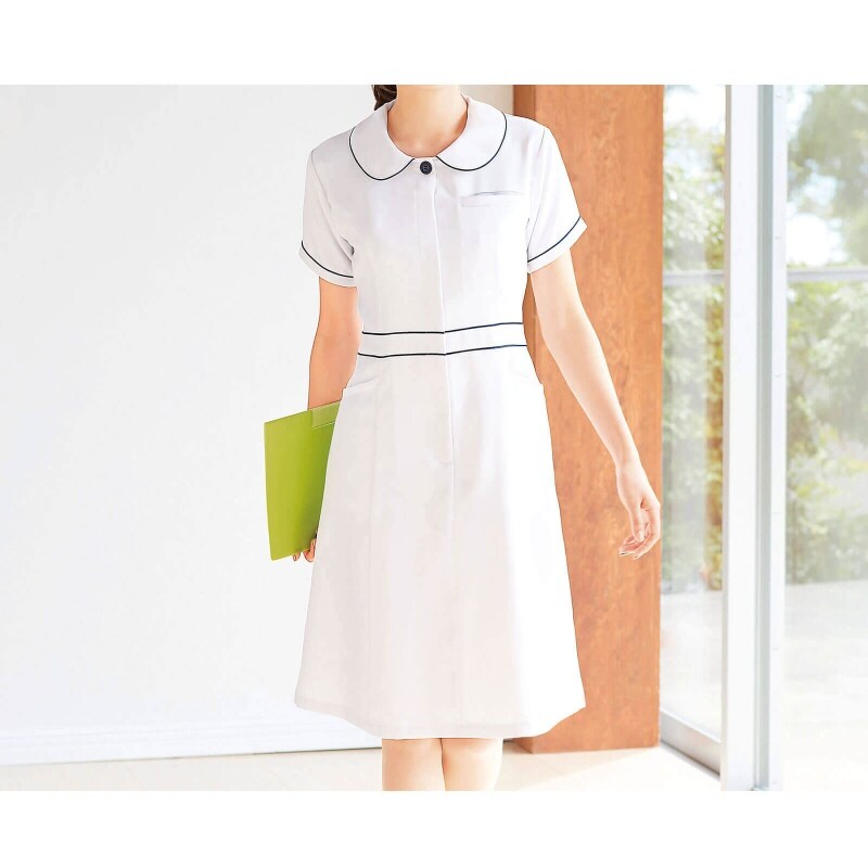テフロン加工 軽量ストレッチ衿ワンピース 白衣 ナース服 ナースウェア 看護師 ナース の通販ならアンファミエ