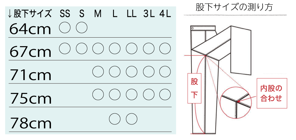 選べる股下サイズ