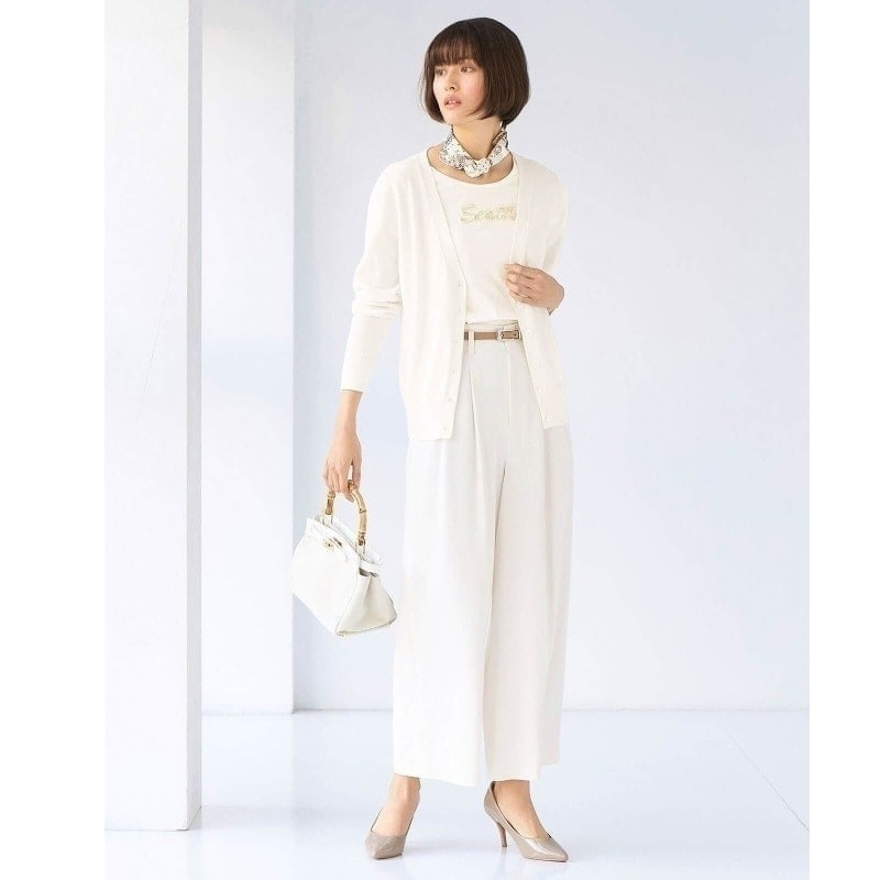 自宅で洗える!なめらか綿混Vネックカーディガン(レギュラー丈)