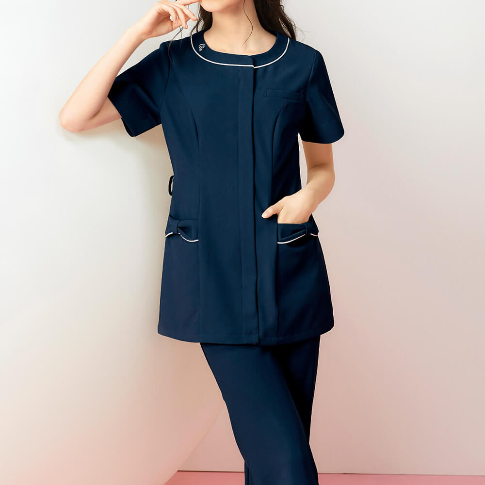 マリ クレール パイピングポケットリボンジャケット 白衣 ナース服 ナースウェア 看護師 ナース の通販ならアンファミエ