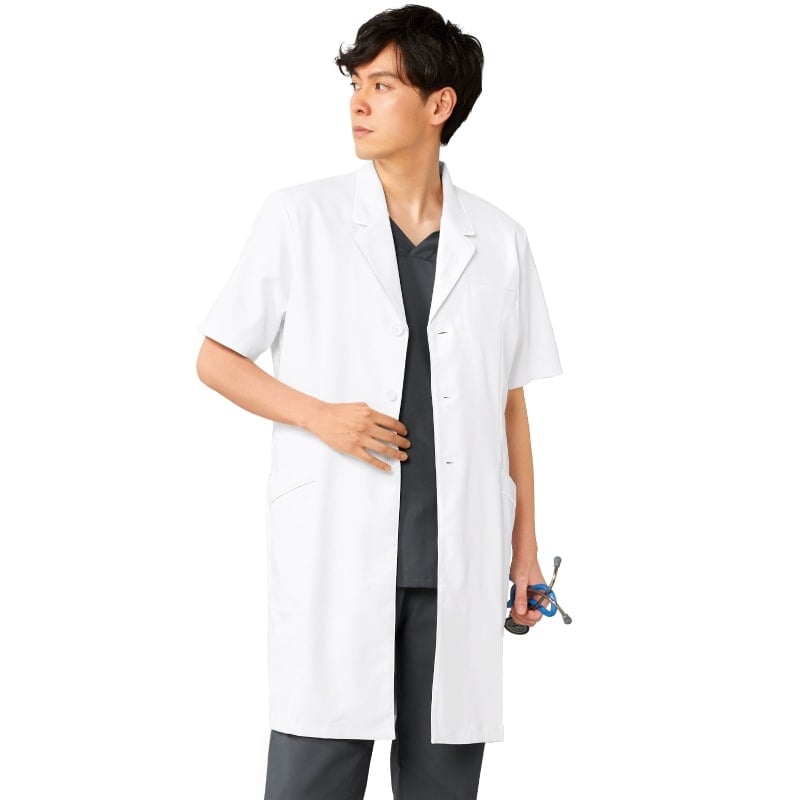 超撥水テフロン加工 ストレッチ半袖ドクターコート(男女兼用)
