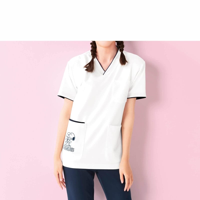 スヌーピー 配色刺繍スクラブ 白衣 ナース服 ナースウェア 看護師 ナース の通販ならアンファミエ