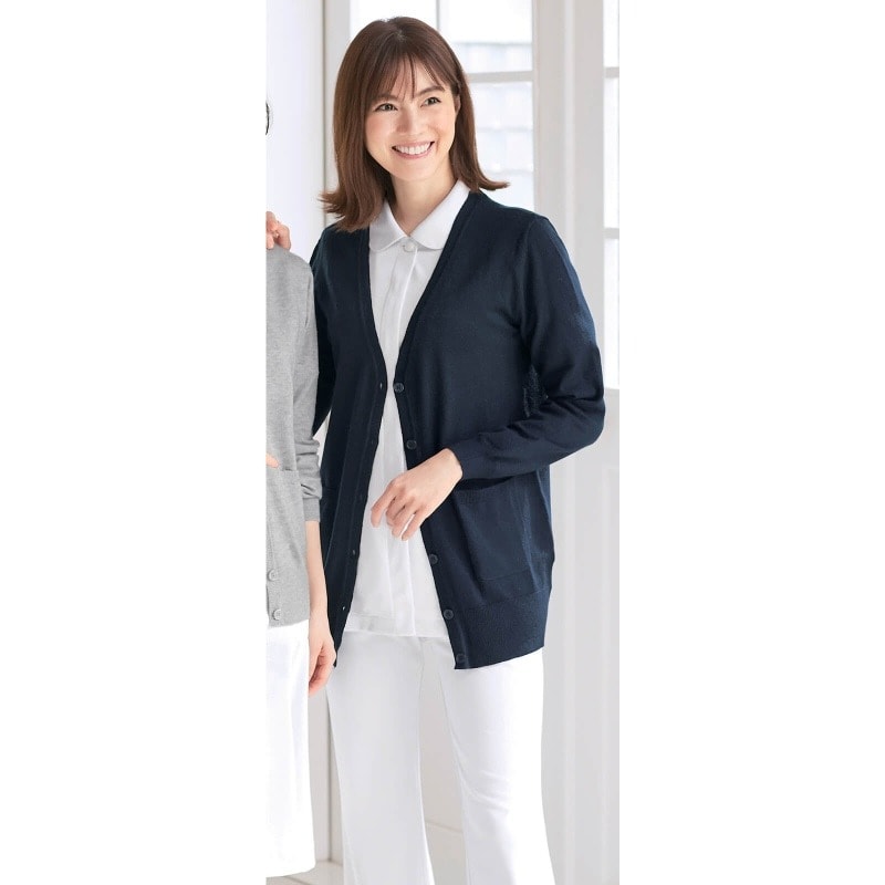 ナノプラチナ加工ふわっともっちりウォッシャブルカーディガン(ロング丈)