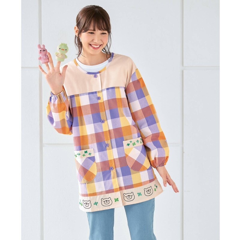 くまとクローバースモック エプロン 予防衣 看護師 ナース の通販ならアンファミエ