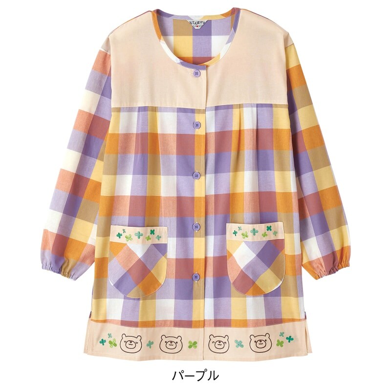 くまとクローバースモック エプロン 予防衣 看護師 ナース の通販ならアンファミエ