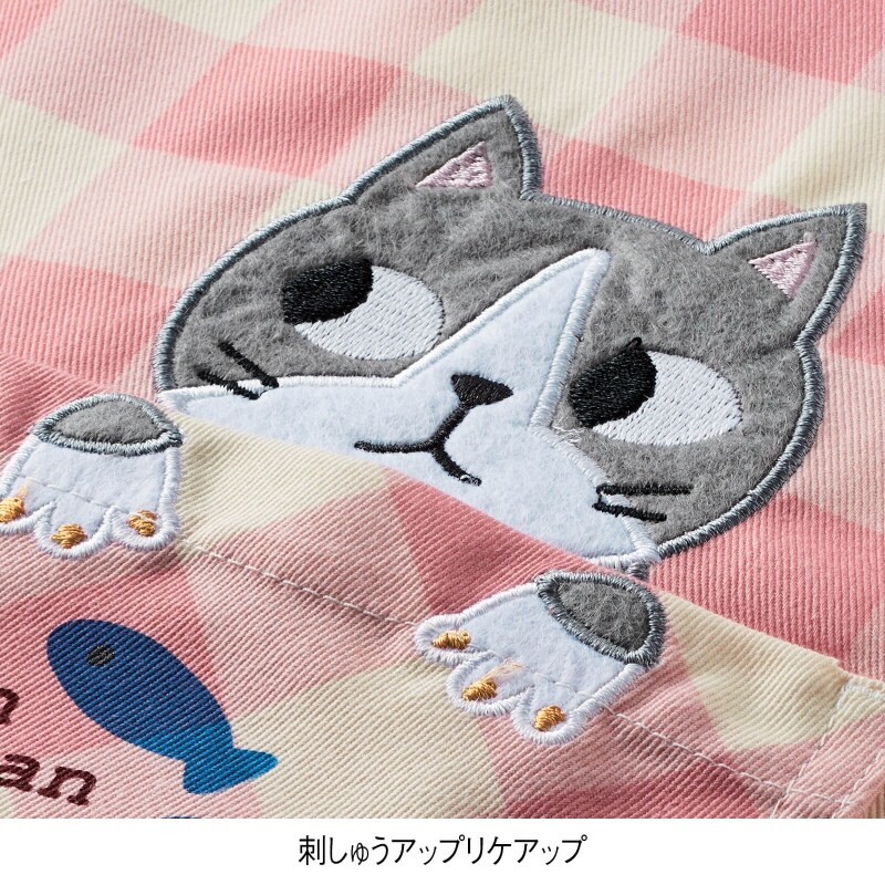 にゃんにゃんチェックエプロン エプロン 予防衣 看護師 ナース の通販ならアンファミエ