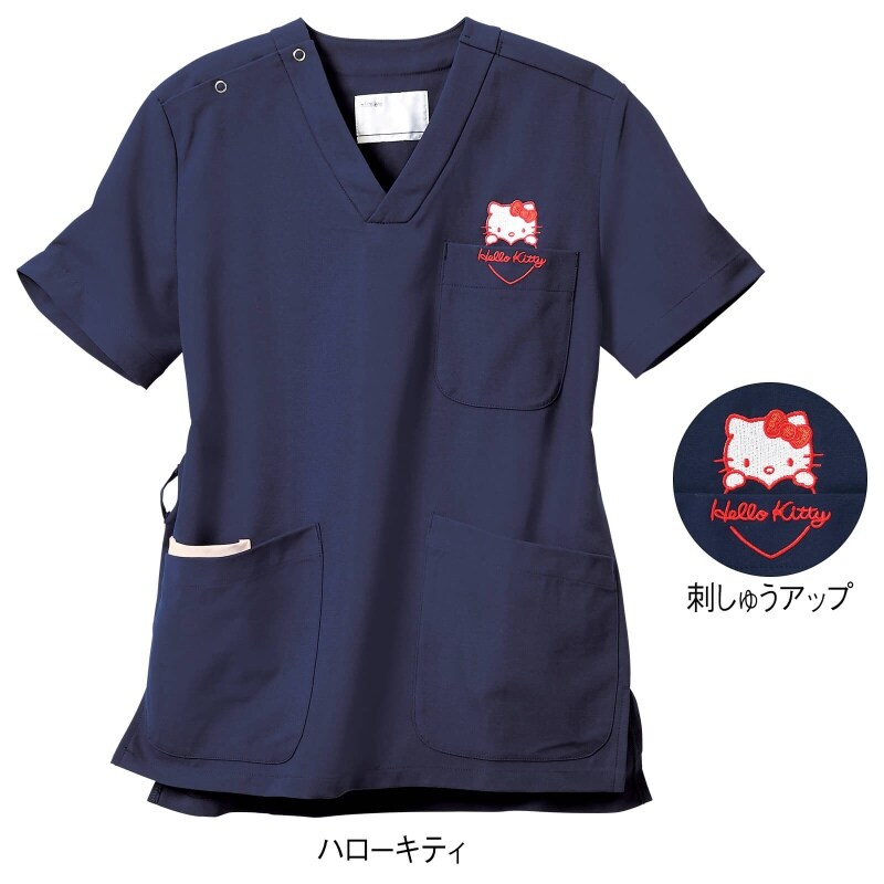 サンリオキャラクターズ 胸ポケット刺繍ストレッチ配色スクラブ 白衣 ナース服 ナースウェア 看護師 ナース の通販ならアンファミエ