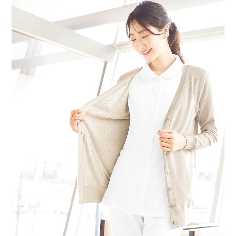 あったか裏地付きウォッシャブルやわらかカーディガン(ロング丈)