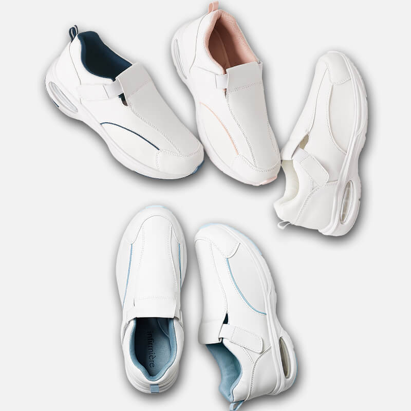 幅広4E指が痛くなりにくい！ゴムベルトエアーシューズ(低反発中敷付き)