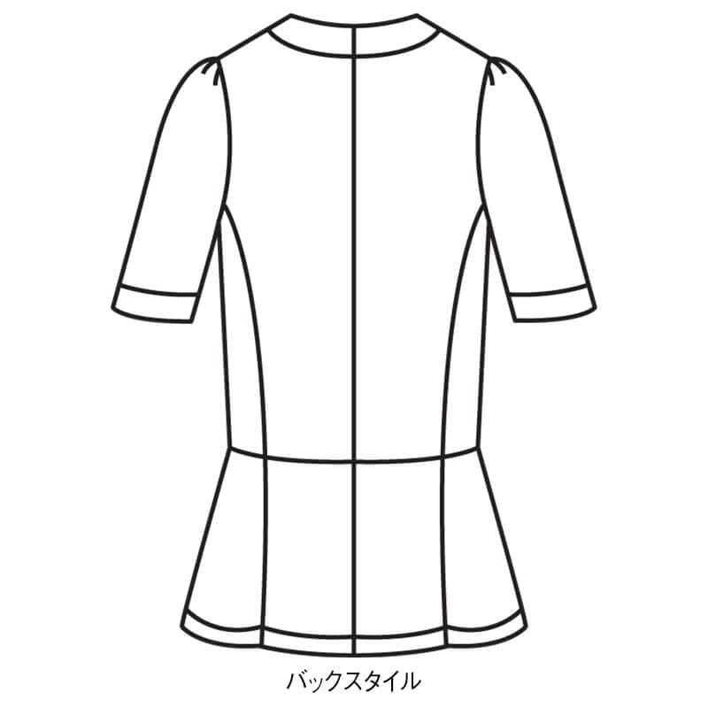 ワッフルストレッチツイード使い裾ペプラムトップス