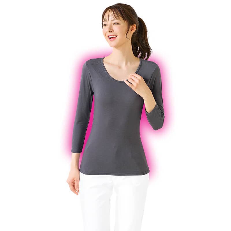 ナノプラチナ加工ちょうどいい暖かさ吸湿発熱8分袖インナー