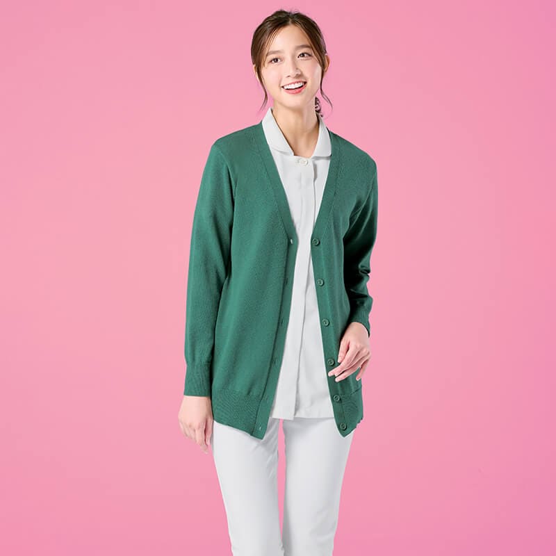 ふんわり厚手プレミアムタッチニットカーディガン(ロング丈)