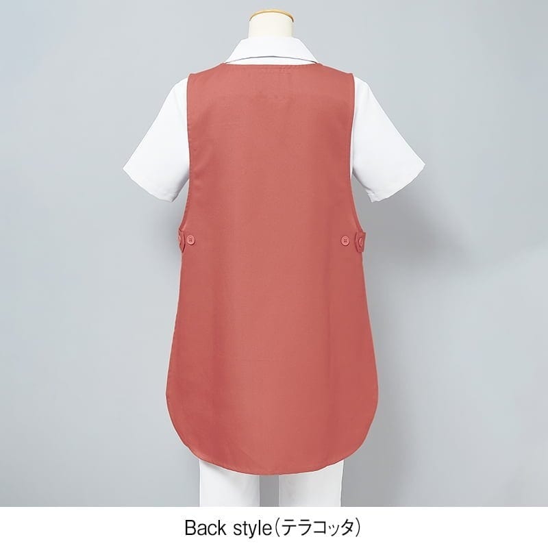 ＜moz＞ゆったりサイドオープンラウンドデザイン配色エプロン