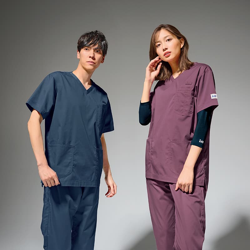 ＜Lee＞ニュアンスカラーコットンブレンドスクラブ(男女兼用)