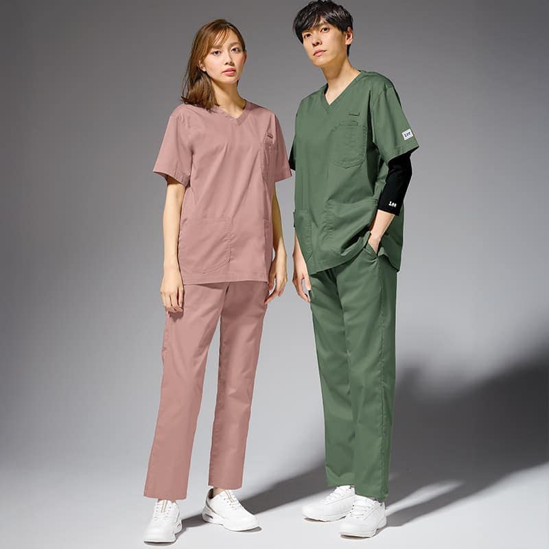 ＜Lee＞ニュアンスカラーコットンブレンドスクラブ(男女兼用)