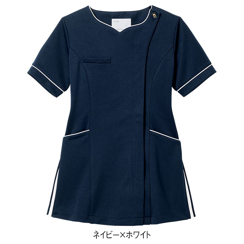 サイド配色フロント開きストレッチスクラブ