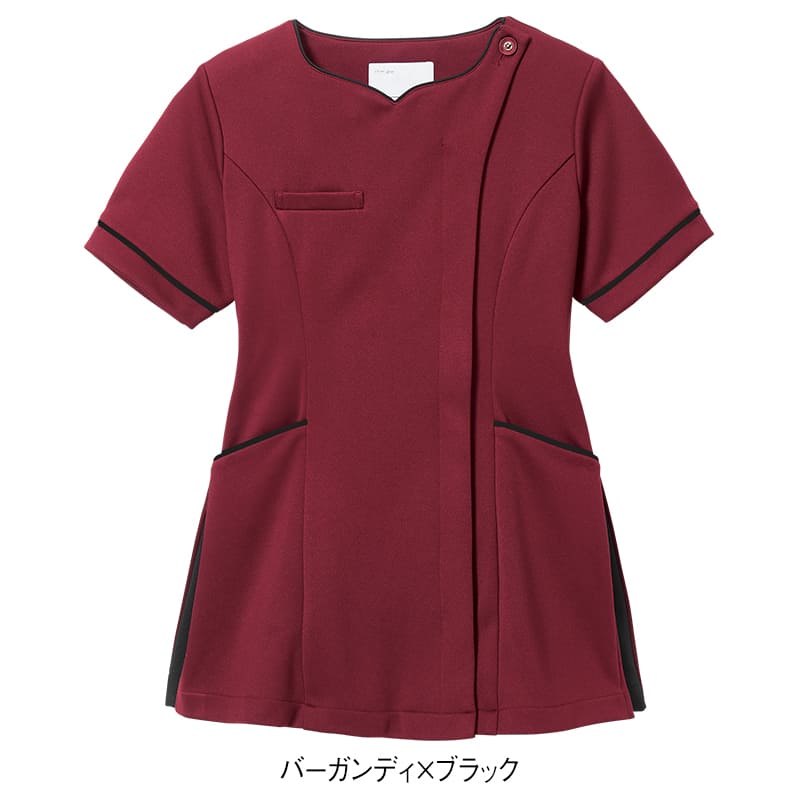 サイド配色フロント開きストレッチスクラブ