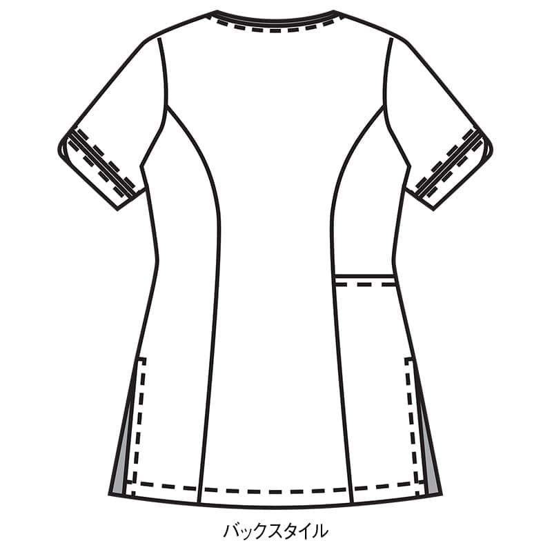 サイド配色フロント開きストレッチスクラブ