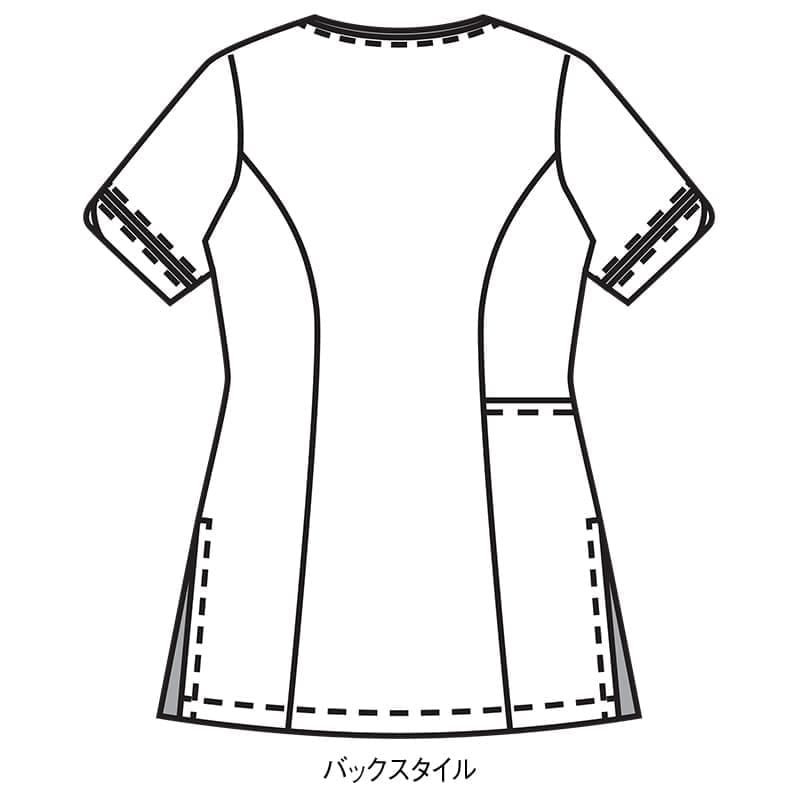 サイド配色フロント開きストレッチスクラブ