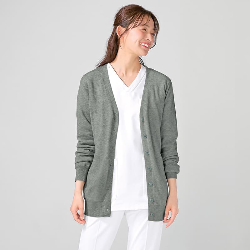 ★さらにあったか！袖まで裏地付きウォッシャブルやわらかカーディガン(ロング丈)