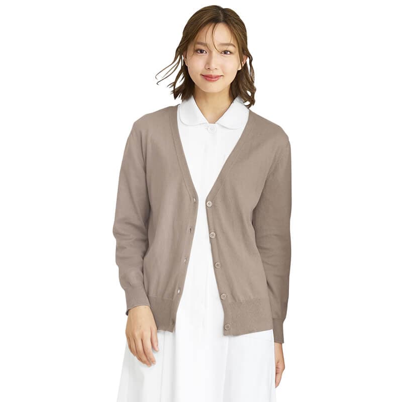 ★自宅で洗える！素肌に触れてもやさしいソフトコットン100%ニットカーディガン(レギュラー丈)