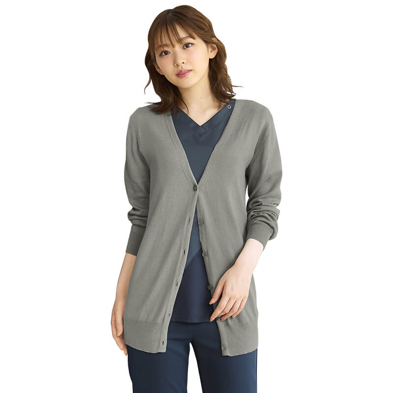 ★自宅で洗える！素肌に触れてもやさしいソフトコットン100%ニットカーディガン(ロング丈)