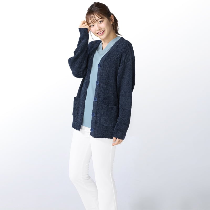 自宅で洗える！ふわもこシャギーニットカーディガン(ロング丈)