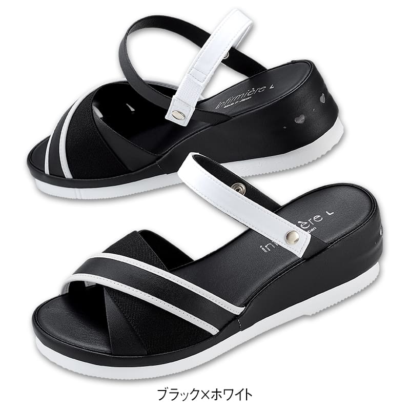 O脚補正パイピングゴムデザイン2WAYハートエアーサンダル