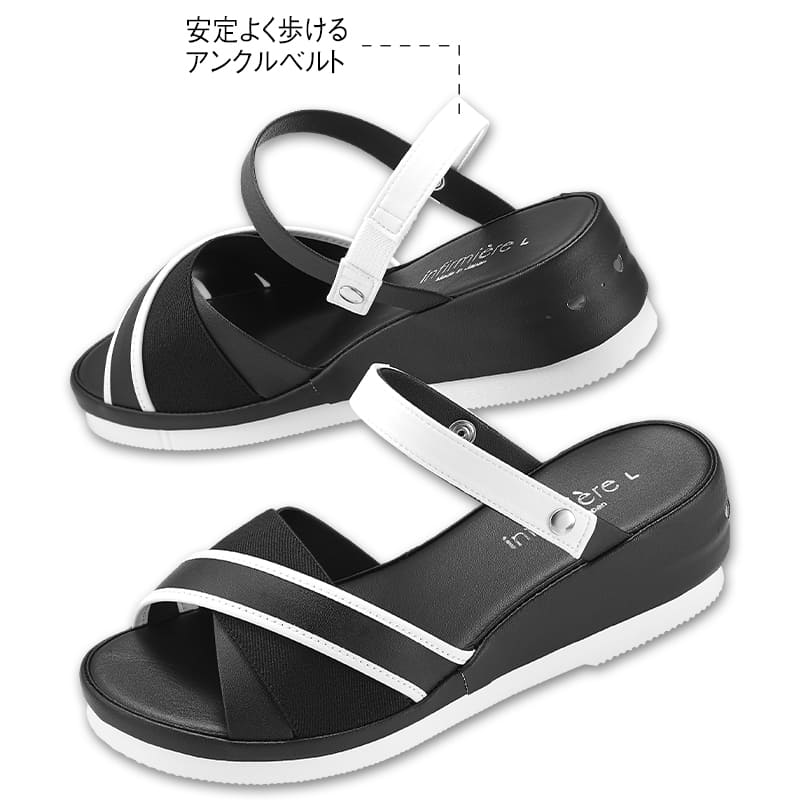 O脚補正パイピングゴムデザイン2WAYハートエアーサンダル