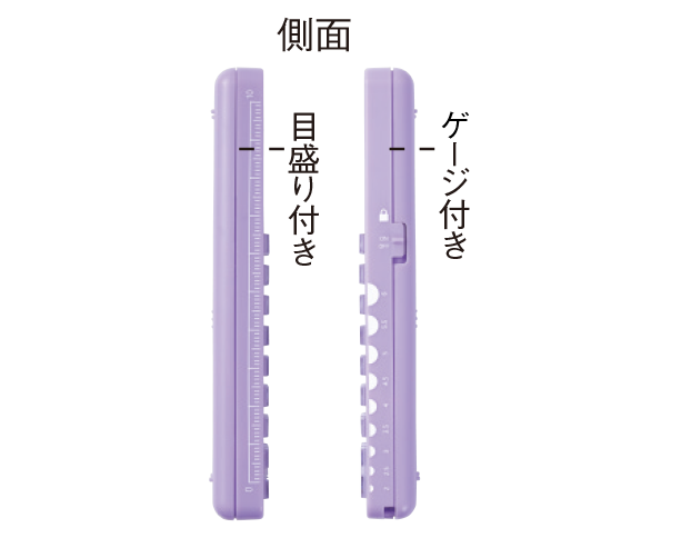 側面にゲージと目盛り付き