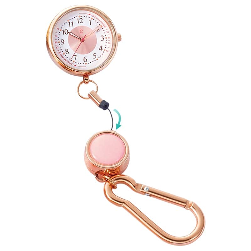 引っ張っても外れない！カラビナリール式ナースウォッチ