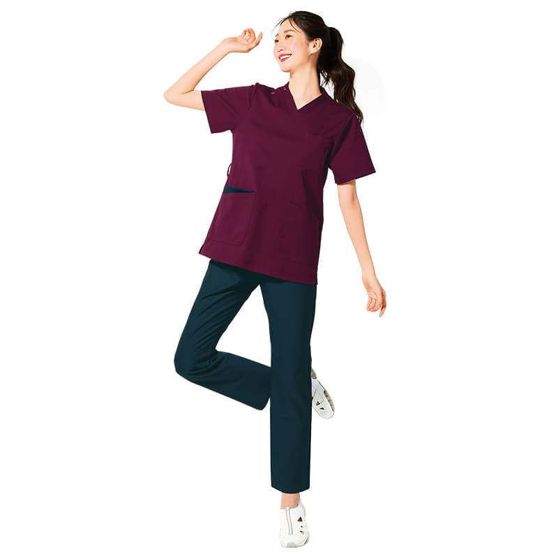 360°サークルストレッチポケット配色スクラブ