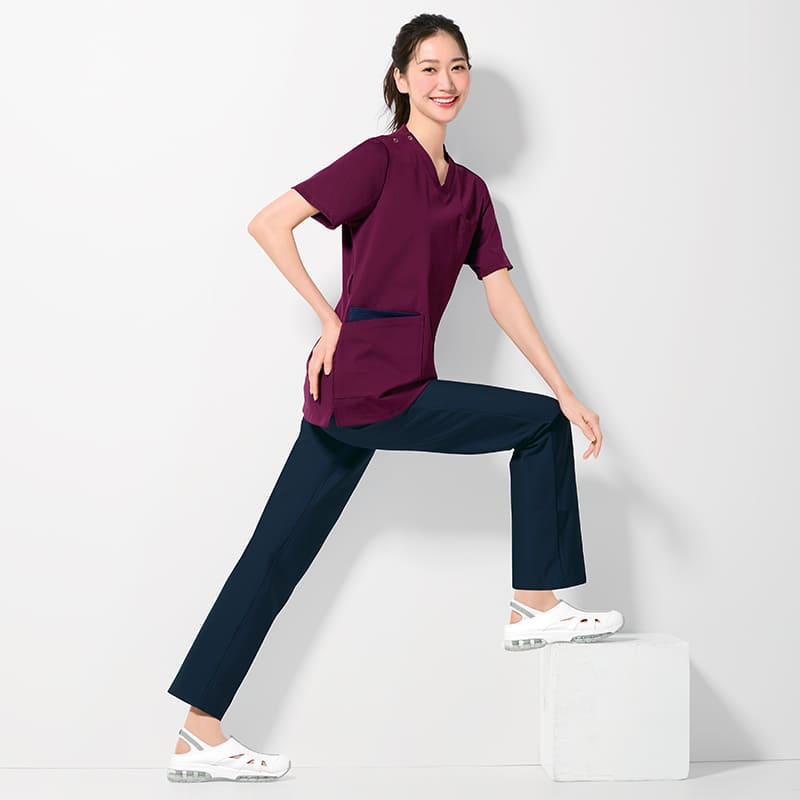 360°サークルストレッチポケット配色スクラブ