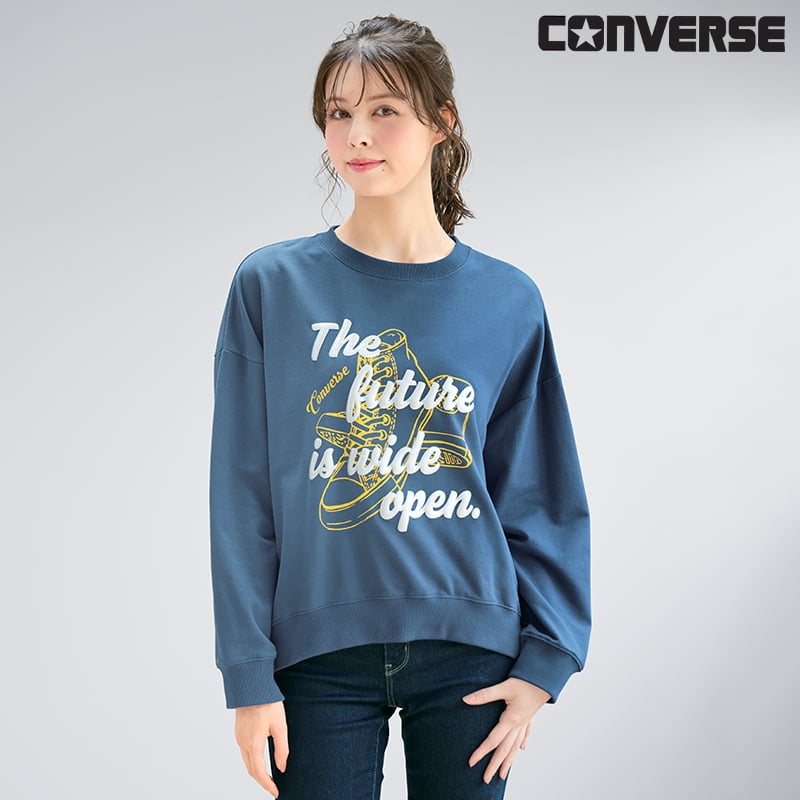 ＜CONVERSE＞ミニ裏毛ラメ発泡裾ラウンドスウェット