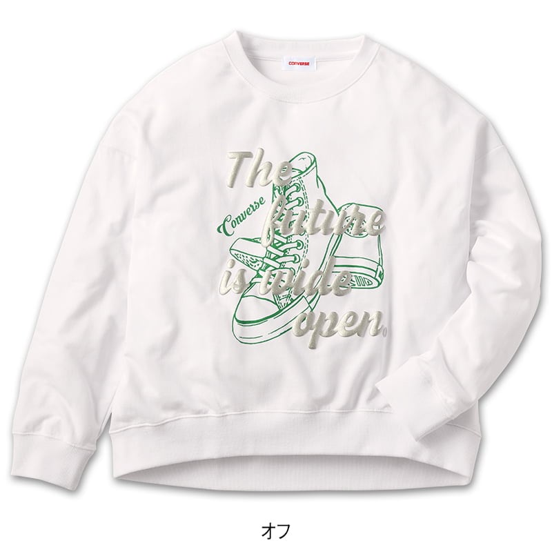 ＜CONVERSE＞ミニ裏毛ラメ発泡裾ラウンドスウェット