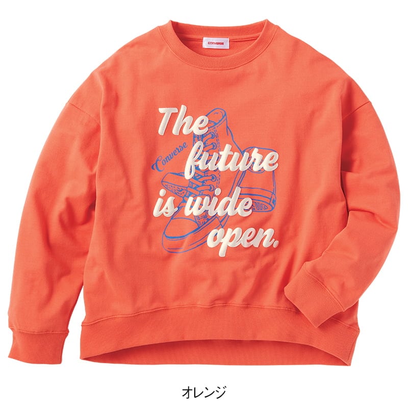 ＜CONVERSE＞ミニ裏毛ラメ発泡裾ラウンドスウェット