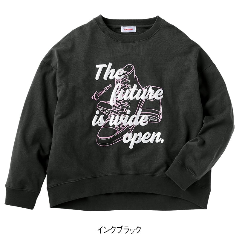＜CONVERSE＞ミニ裏毛ラメ発泡裾ラウンドスウェット