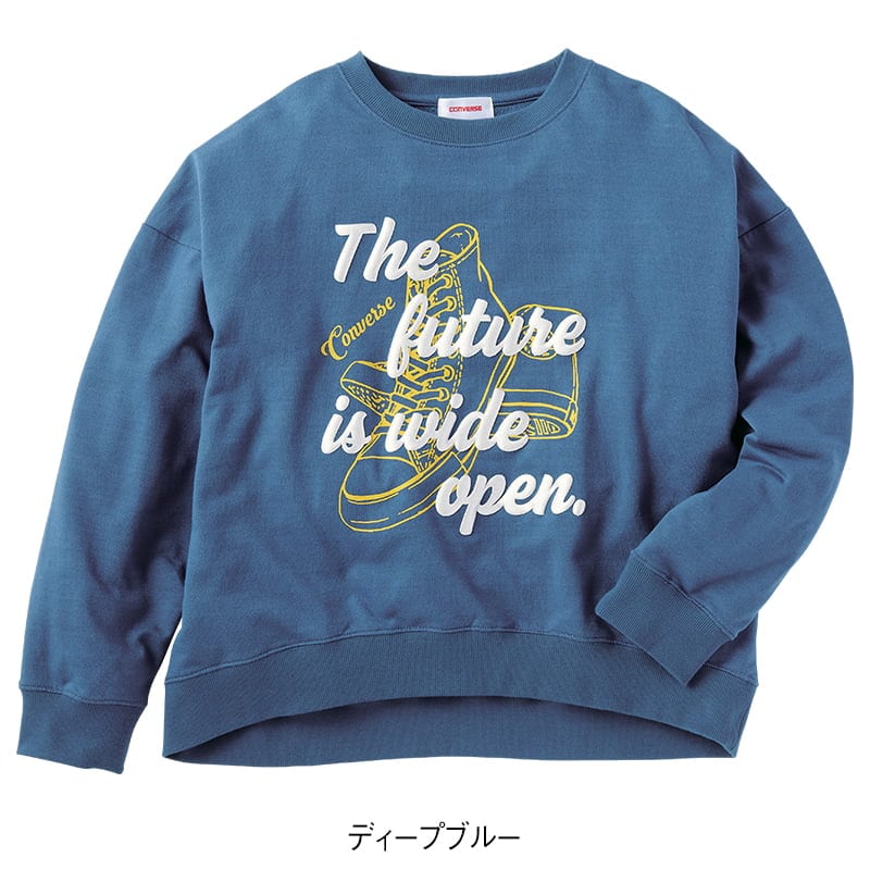 ＜CONVERSE＞ミニ裏毛ラメ発泡裾ラウンドスウェット