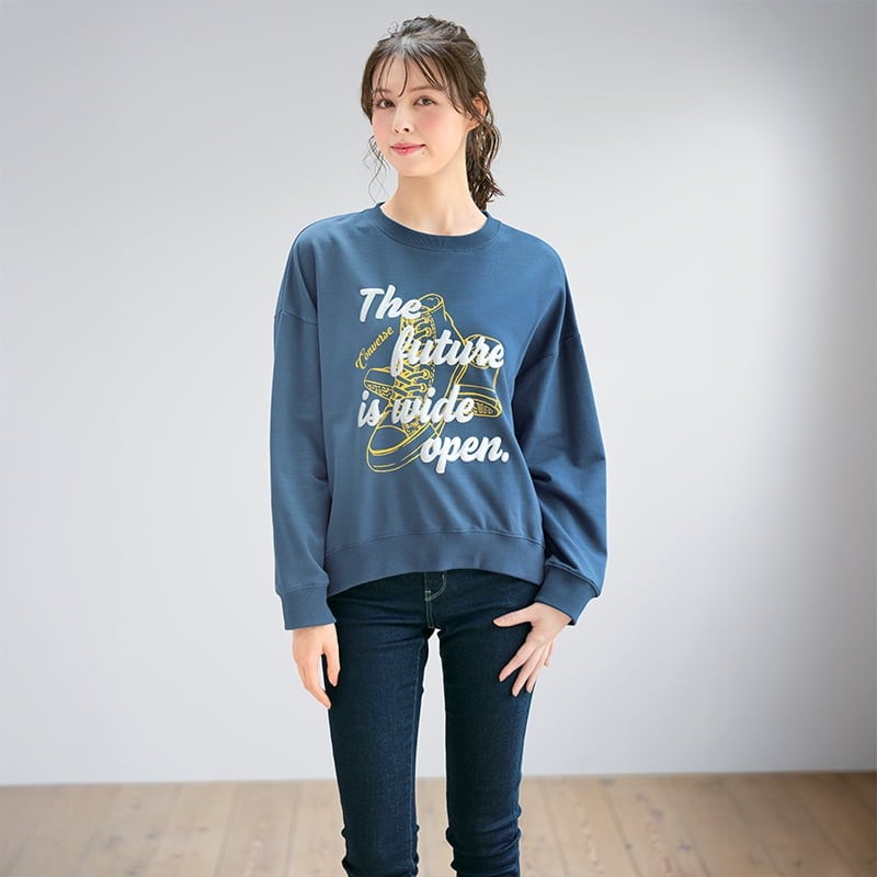 ＜CONVERSE＞ミニ裏毛ラメ発泡裾ラウンドスウェット