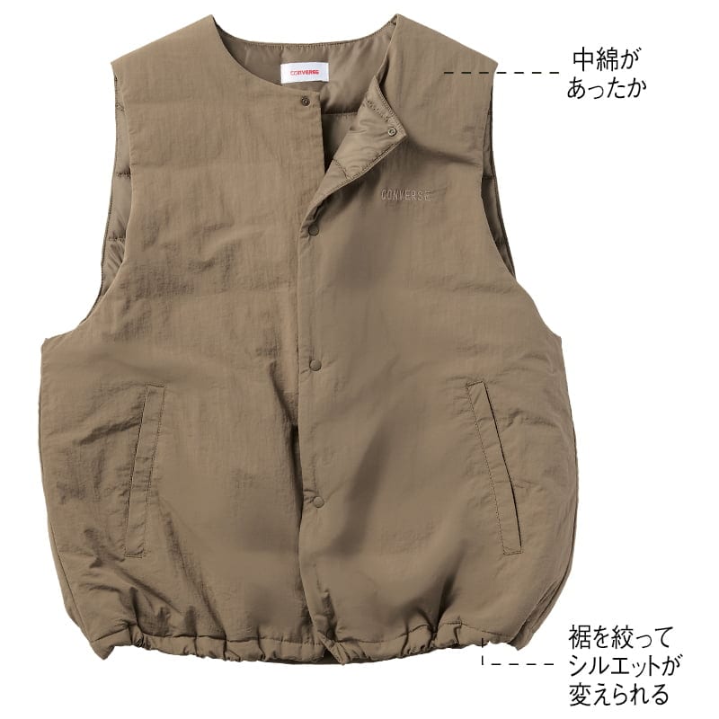 ＜CONVERSE＞ナイロンワッシャー薄中綿ベスト