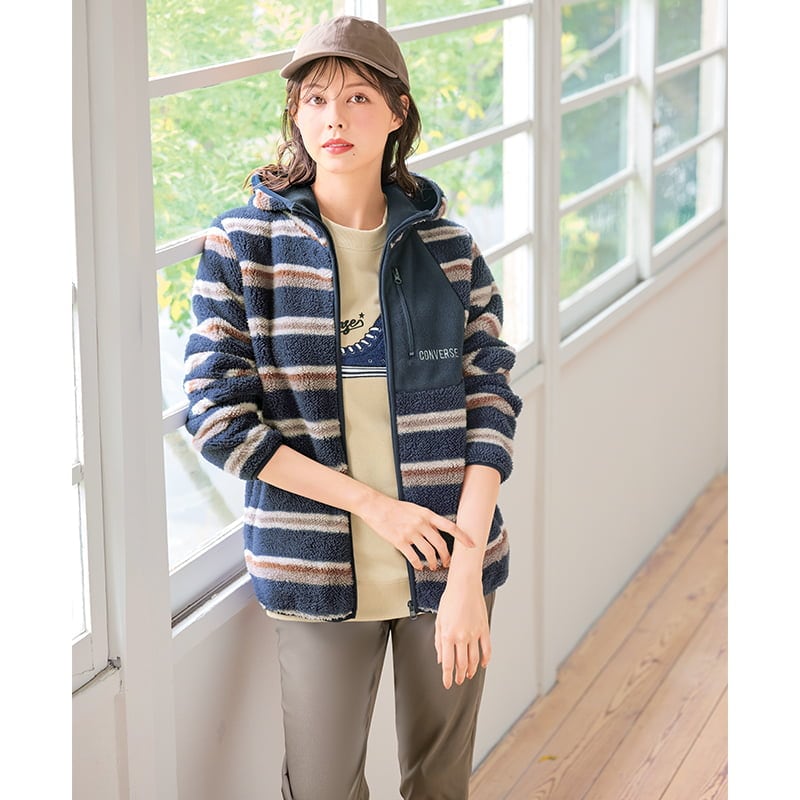 <CONVERSE>ボアフリースボンディングジャケット